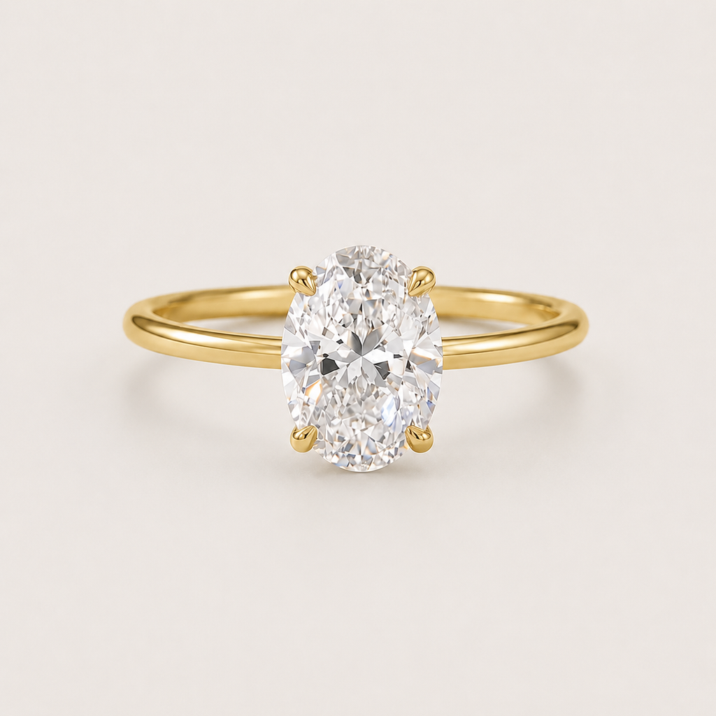 Oval Solitaire Zircon Ring in 925 Sterling Silver