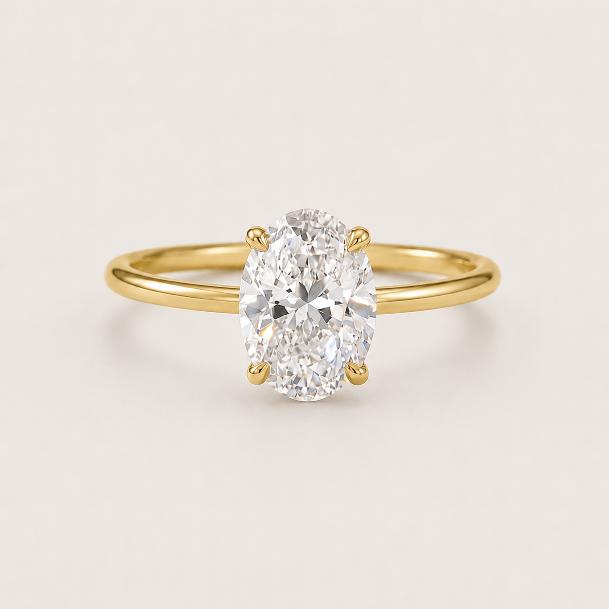Oval Solitaire Zircon Ring in 925 Sterling Silver
