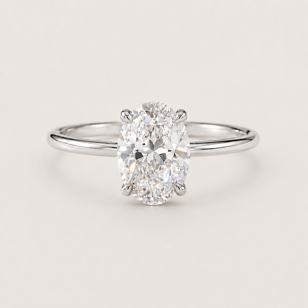 Oval Solitaire Zircon Ring in 925 Sterling Silver