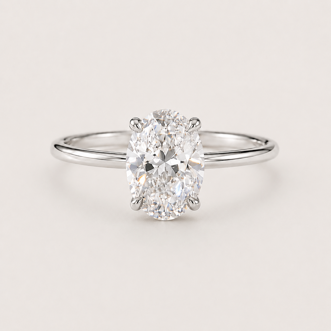 Oval Solitaire Zircon Ring in 925 Sterling Silver