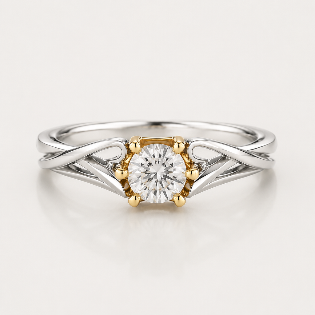 18K Gold-Plated Sterling Silver Solitaire Zircon Ring