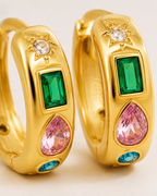 Colorful Zircon Gold Hoop Earrings