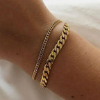 E.B.belle Miniamlist Men Bracelet Gold Jewelry Street Style Stainless Steel 316L 18k Gold Plated Cuban Chain Bracelets For Women