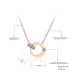 Stainless Steel Double Circle Zirconia Necklac