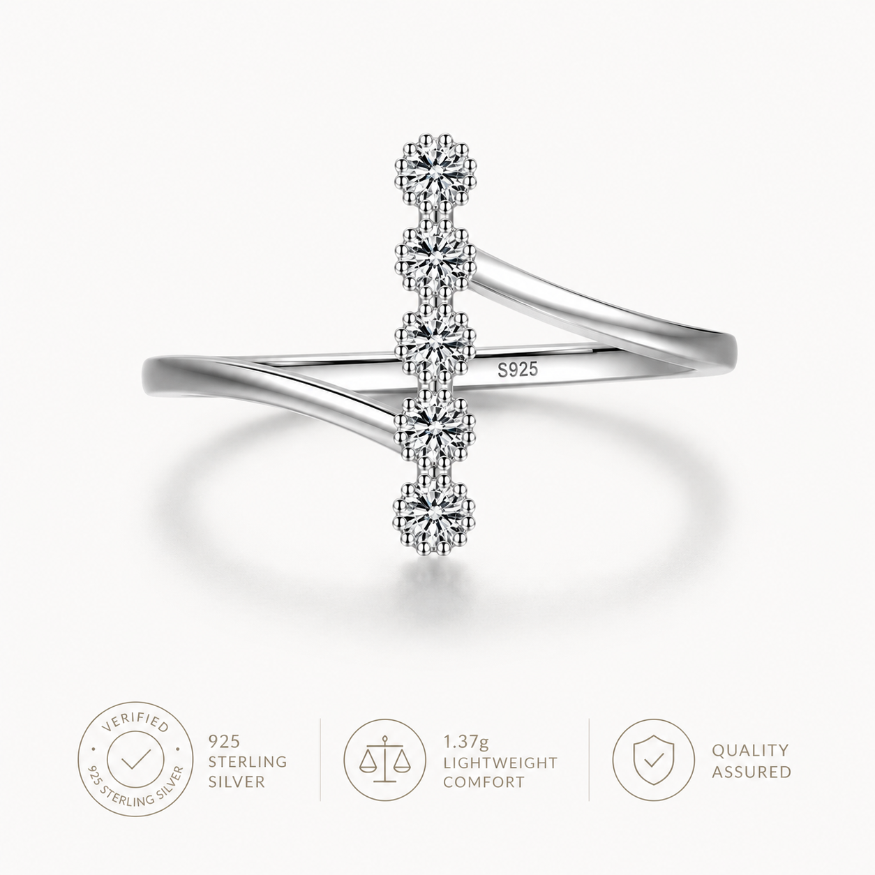 Bague Flora bypass en argent sterling 925  