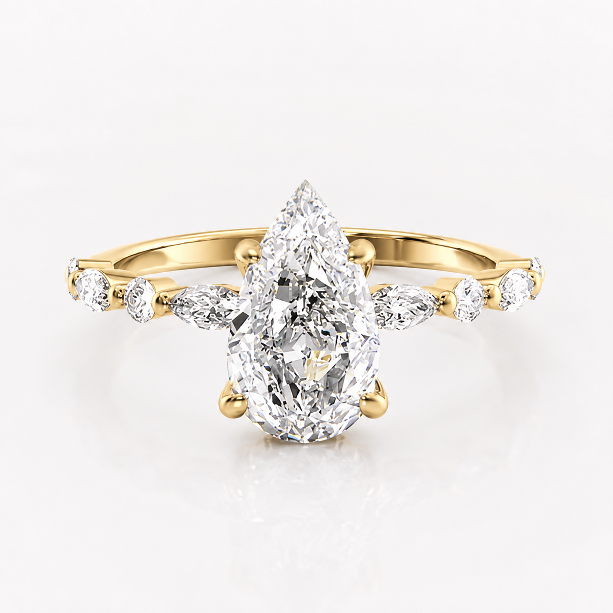 925 Sterling Silver Pear Lumière Ring