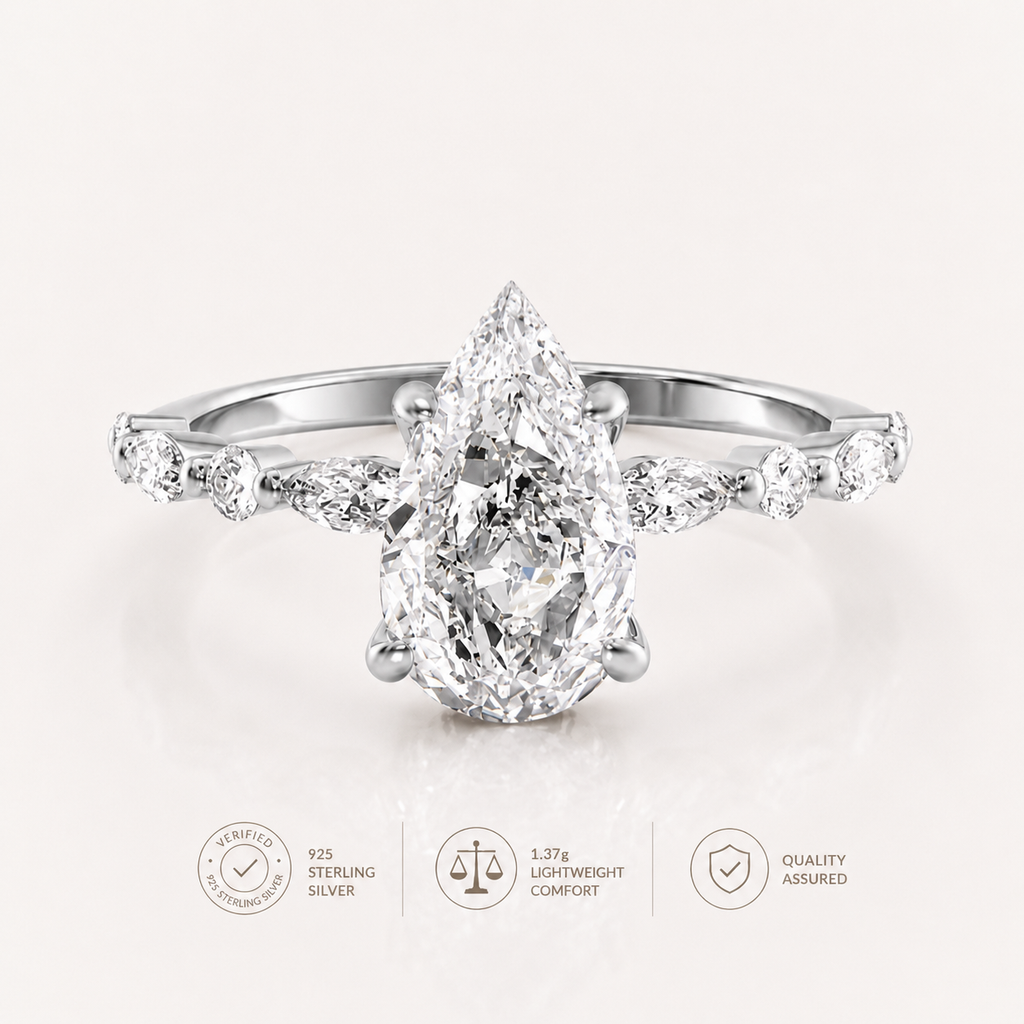 925 Sterling Silver Pear Lumière Ring