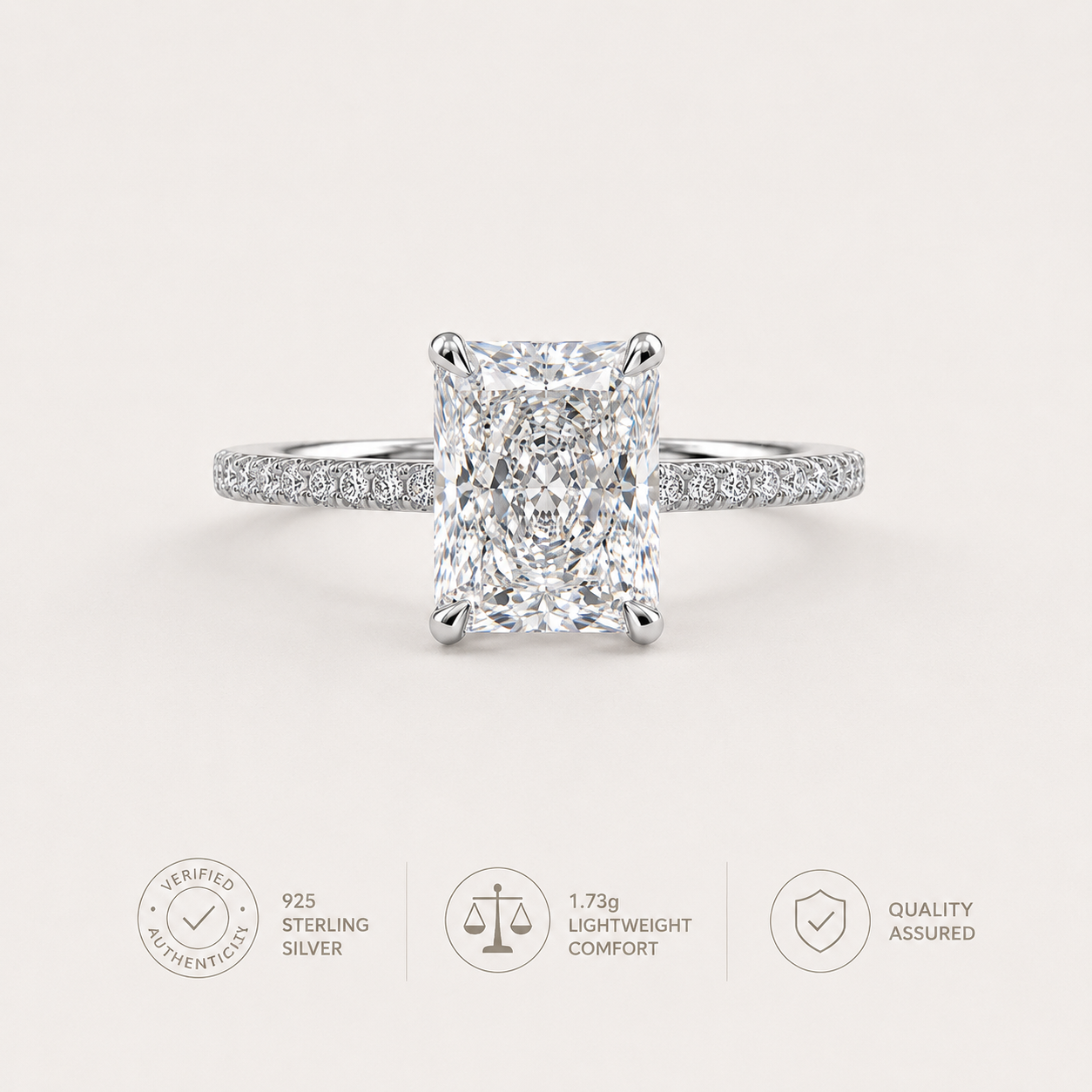 Anello Éclat rettangolare 4CT — Argento sterling 925