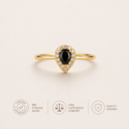 Noir Éclat 925 Sterling Silver Pear-Cut Ring