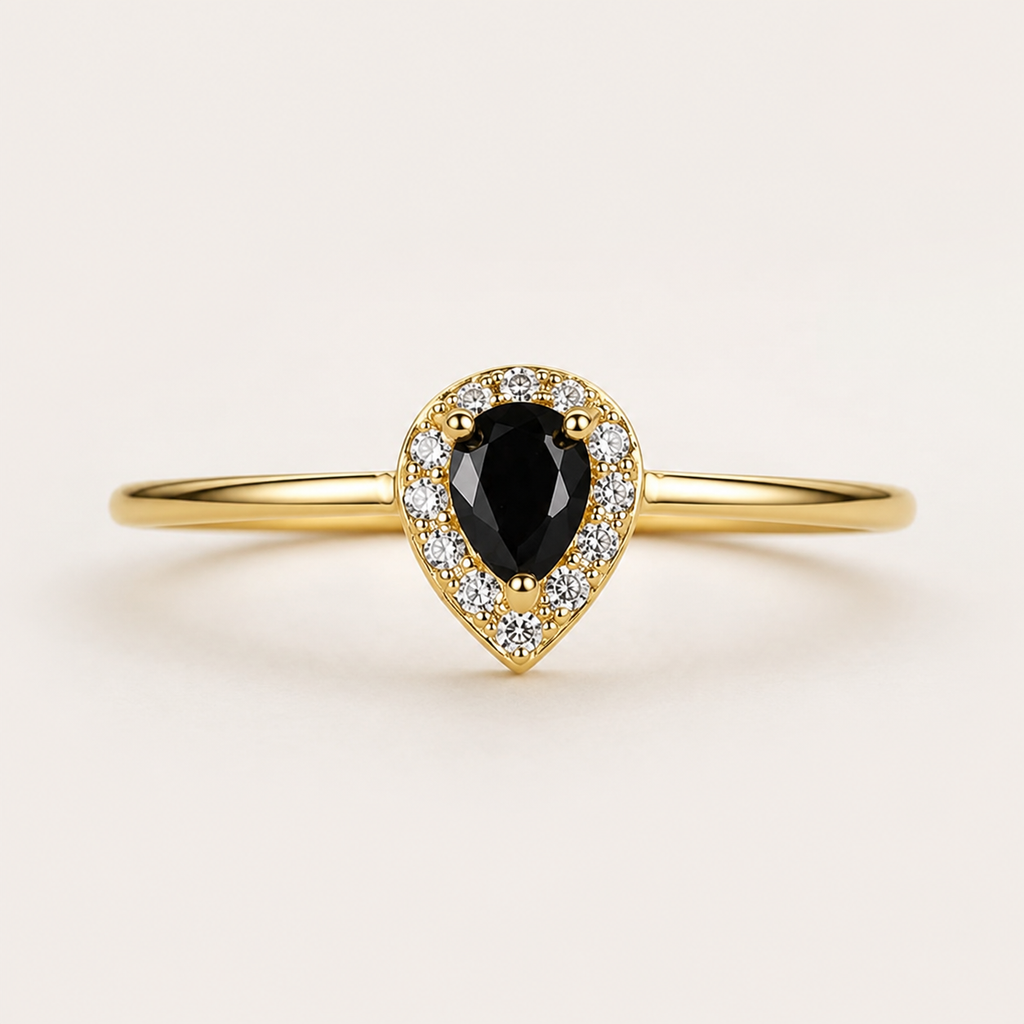 Noir Éclat 925 Sterling Silver Pear-Cut Ring