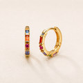Boucles d'oreilles créoles à charnière avec pierres colorées, bijou fin style Europe, cadeau en argent sterling massif 925 pour femmes  