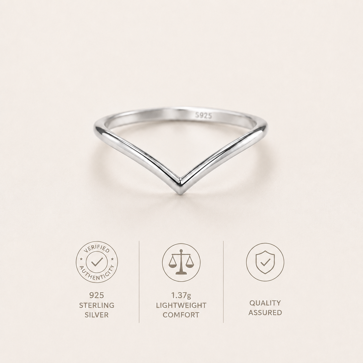 Bague en V classique et simple en argent sterling 925 pour femmes, engagement, anniversaire, bijou fin de haute qualité  
