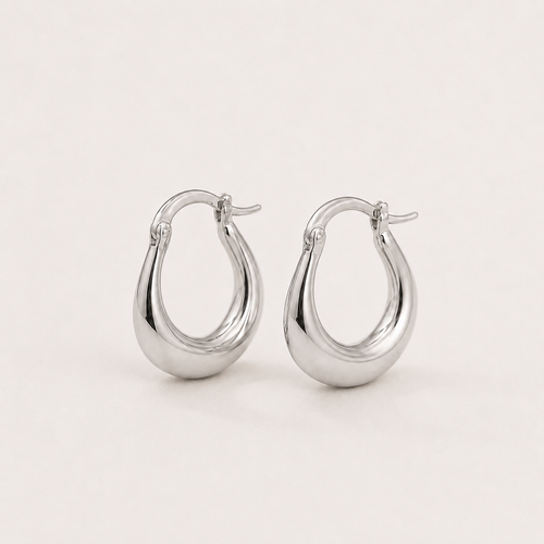 925 Sterling Silver Sculpted Hoop Earrings