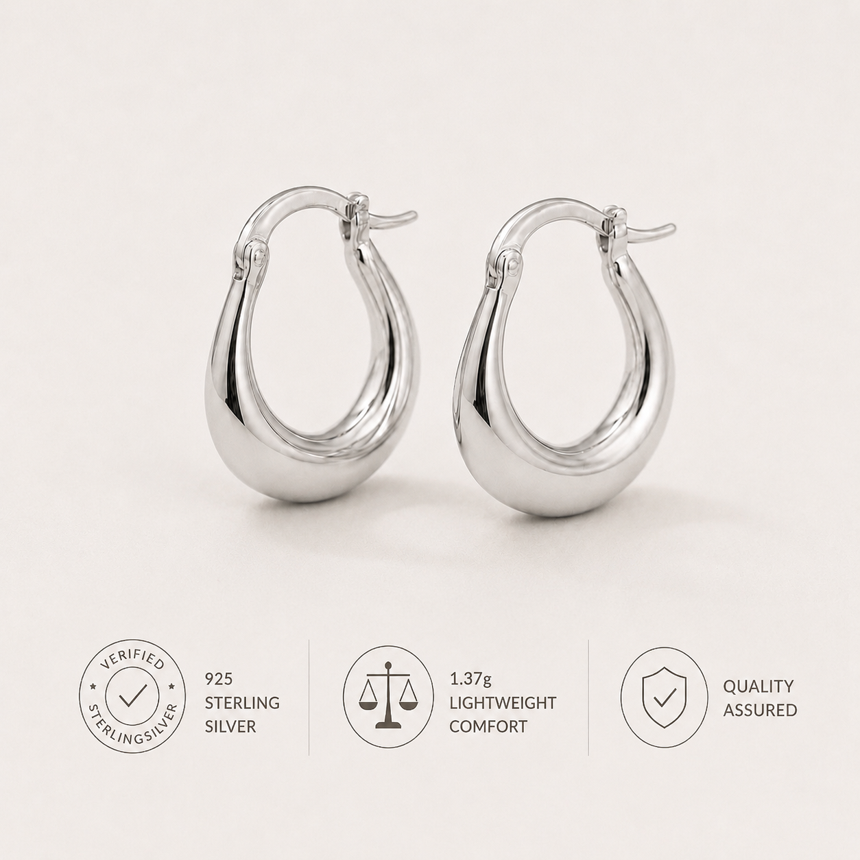Boucles d'oreilles circulaires lisses classiques et simples en argent sterling 925 pour femmes, anniversaire, banquet, bijou fin de haute qualité  