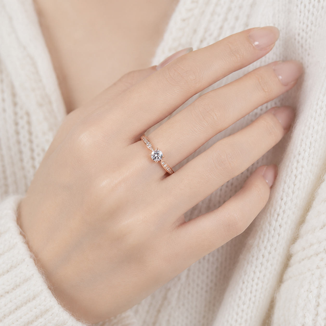 Adjustable 925 Sterling Silver Ring with Zircon and 18K Gold Finish