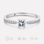 Adjustable 925 Sterling Silver Ring with Zircon and 18K Gold Finish