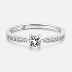 Adjustable 925 Sterling Silver Ring with Zircon and 18K Gold Finish
