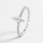 Adjustable 925 Sterling Silver Marquise-Cut Zircon Ring