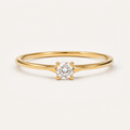Minimalist 4MM Cubic Zirconia Solitaire Ring in Polished Brass