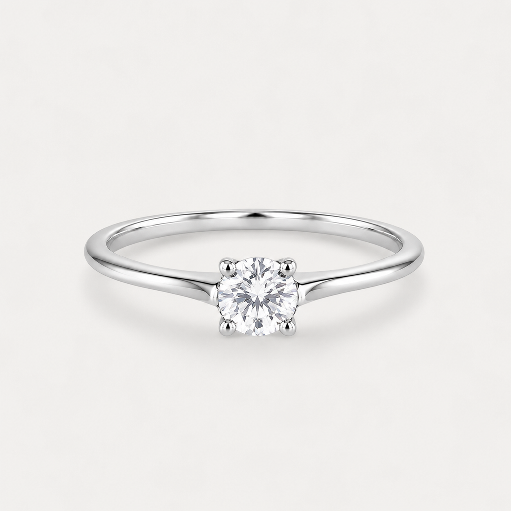 Minimalist 4MM Cubic Zirconia Solitaire Ring in Polished Brass