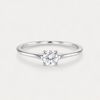 Minimalist 4MM Cubic Zirconia Solitaire Ring in Polished Brass