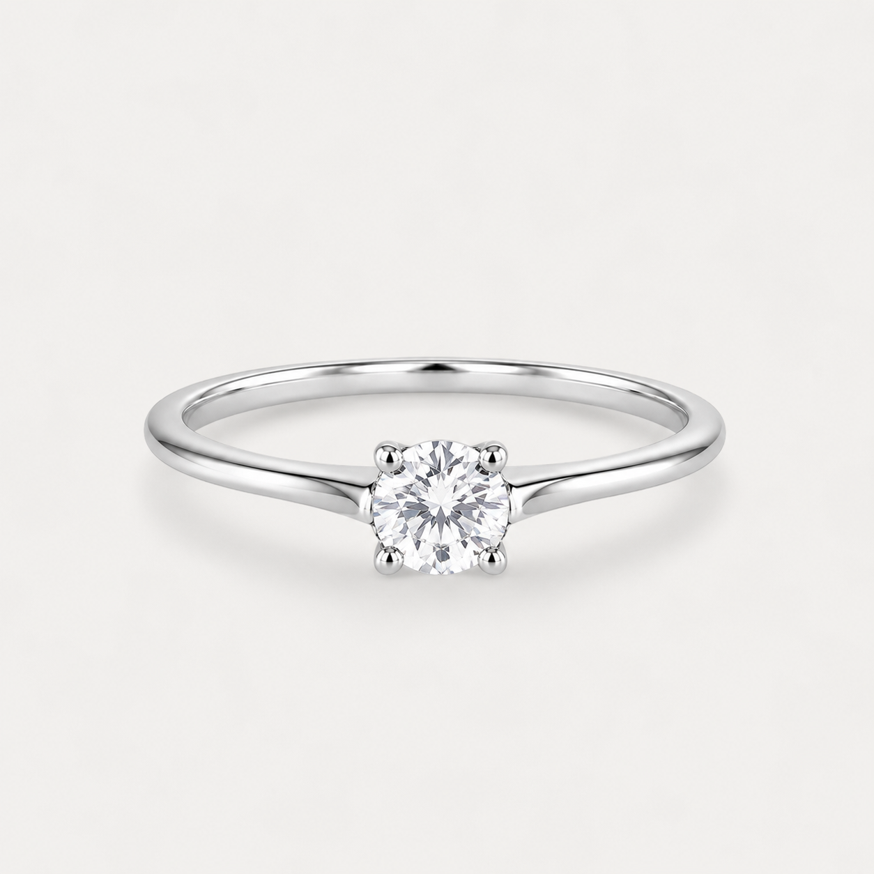 Minimalist 4MM Cubic Zirconia Solitaire Ring in Polished Brass