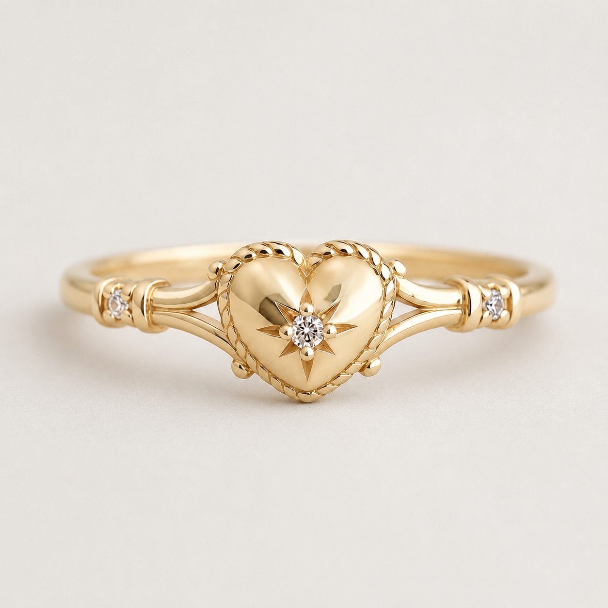 Anelli a Cuore Huitan Color Oro con Zirconia Cubica Lucida per Donna, Delicati Accessori per Fedi Nuziali, Gioielli alla Moda per Fidanzamento