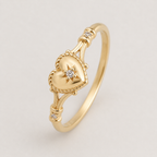 Anelli a Cuore Huitan Color Oro con Zirconia Cubica Lucida per Donna, Delicati Accessori per Fedi Nuziali, Gioielli alla Moda per Fidanzamento