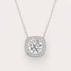 Cushion Halo Cubic Zirconia Pendant Necklace