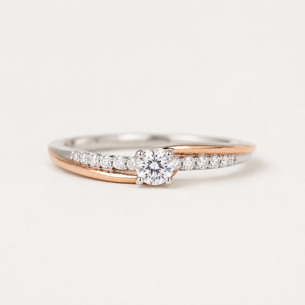 Bagues bicolores tendance Huitan pour femmes, alliance de mariage avec zircon cubique, bijou exquis pour demande en mariage
