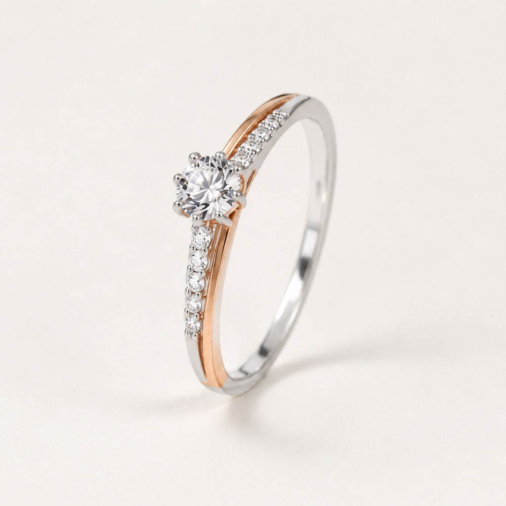 Bagues bicolores tendance Huitan pour femmes, alliance de mariage avec zircon cubique, bijou exquis pour demande en mariage