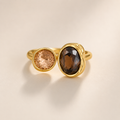 Vintage Brauner Kristall Elliptische Offene Ringe für Frauen Luxus Strass Kontrastierender Geometrischer Verstellbarer Fingerring Schmuck