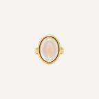 Uworld Klassischer Eiförmiger Transparenter Harzring Für Frauen 18K PVD Vergoldeter Edelstahlring Party Exquisiter Schmuck