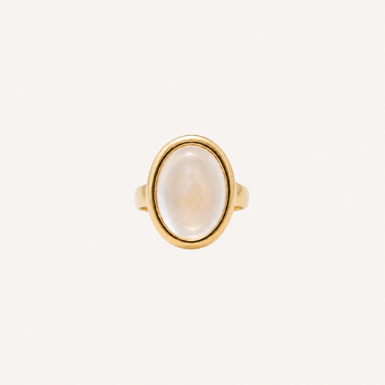 Uworld Klassischer Eiförmiger Transparenter Harzring Für Frauen 18K PVD Vergoldeter Edelstahlring Party Exquisiter Schmuck
