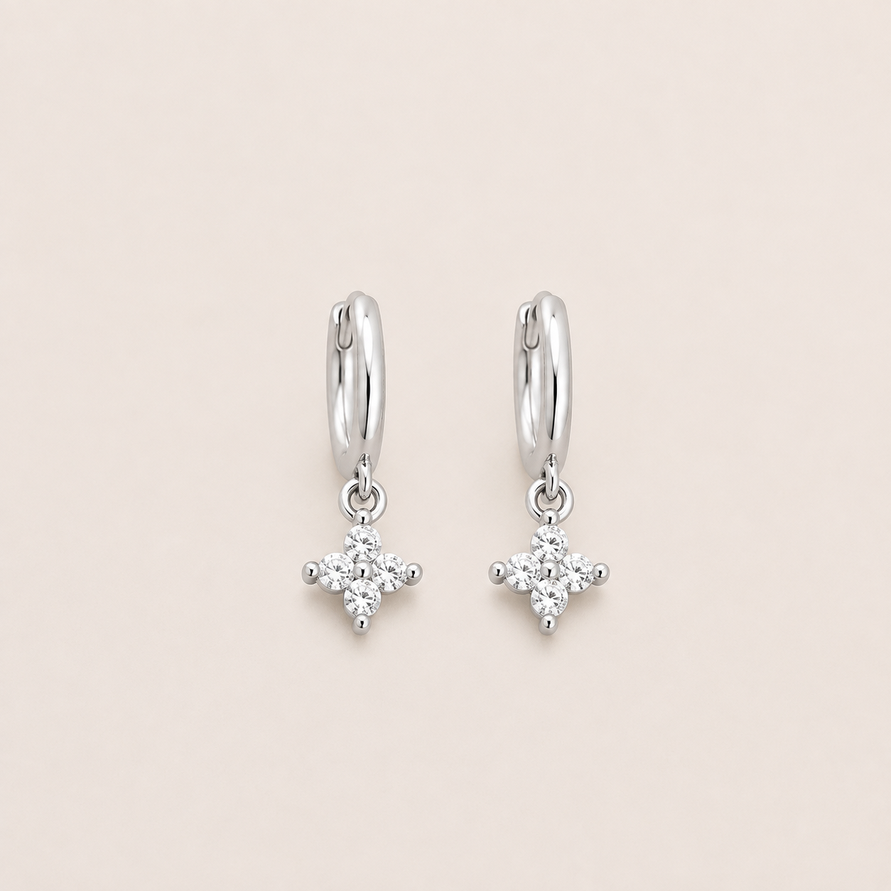 925er Sterlingsilber Nadel Kleeblatt Creolen Ohrringe für Damen Mädchen Trendy Elegant Hochzeit Party Ohrhänger Schmuck Accessoires Geschenke