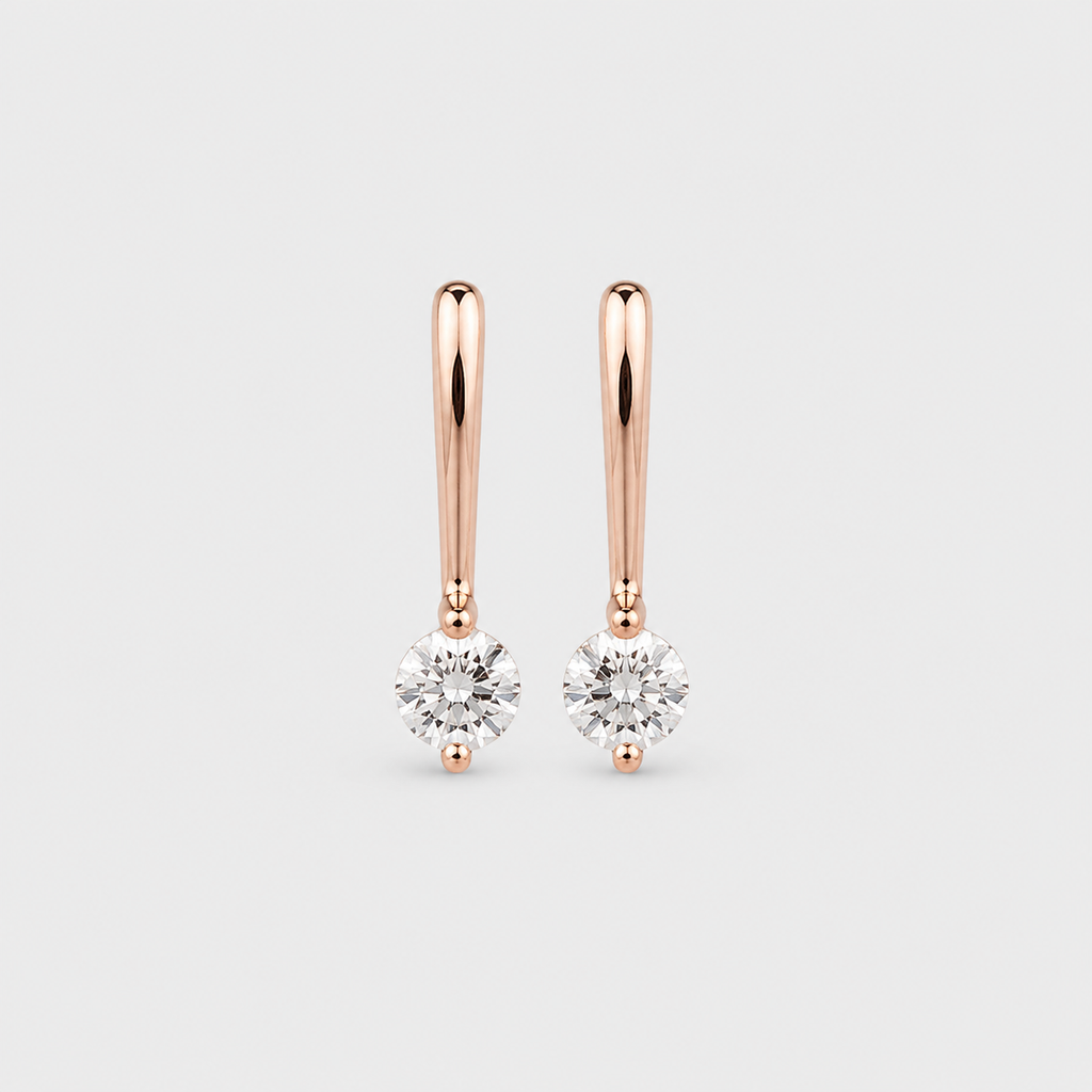Minimalist Rose Gold CZ Drop Earrings