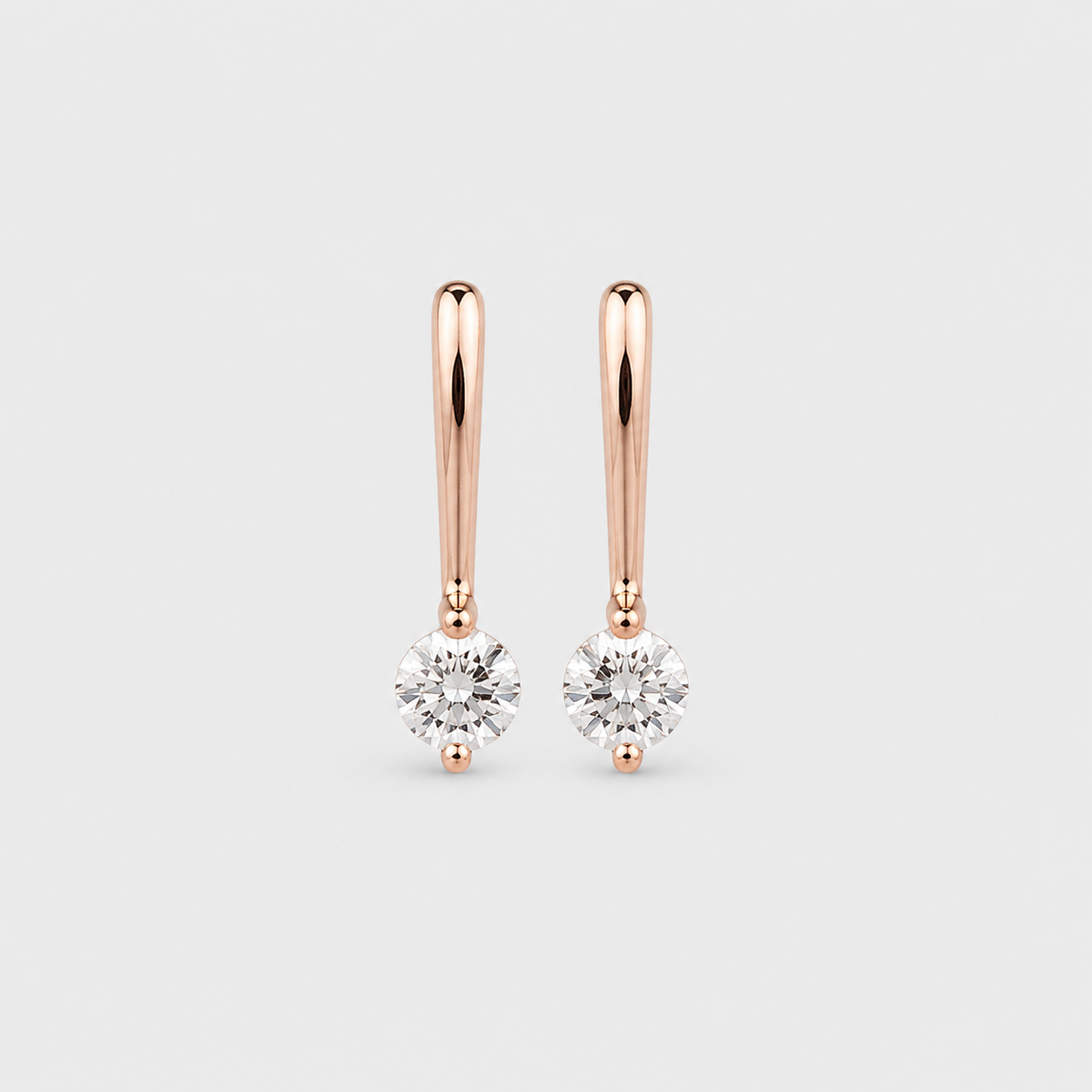 Minimalist Rose Gold CZ Drop Earrings