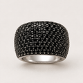 Black Pavé Dome Ring in 925 Sterling Silver