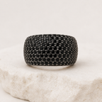 Black Pavé Dome Ring in 925 Sterling Silver