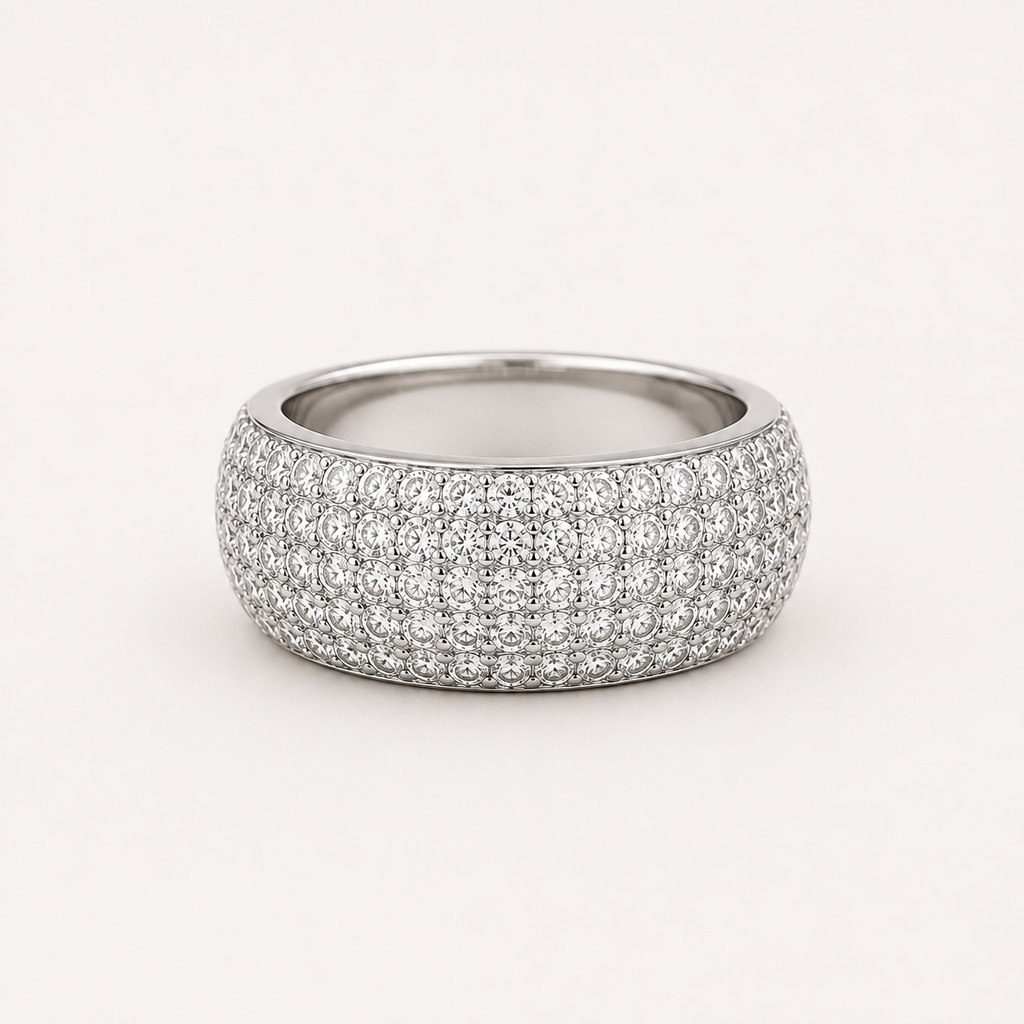 White CZ Pavé Sterling Silver Band Ring