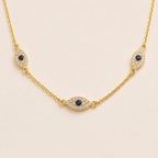 Sterling Silver Evil Eye Trio Choker