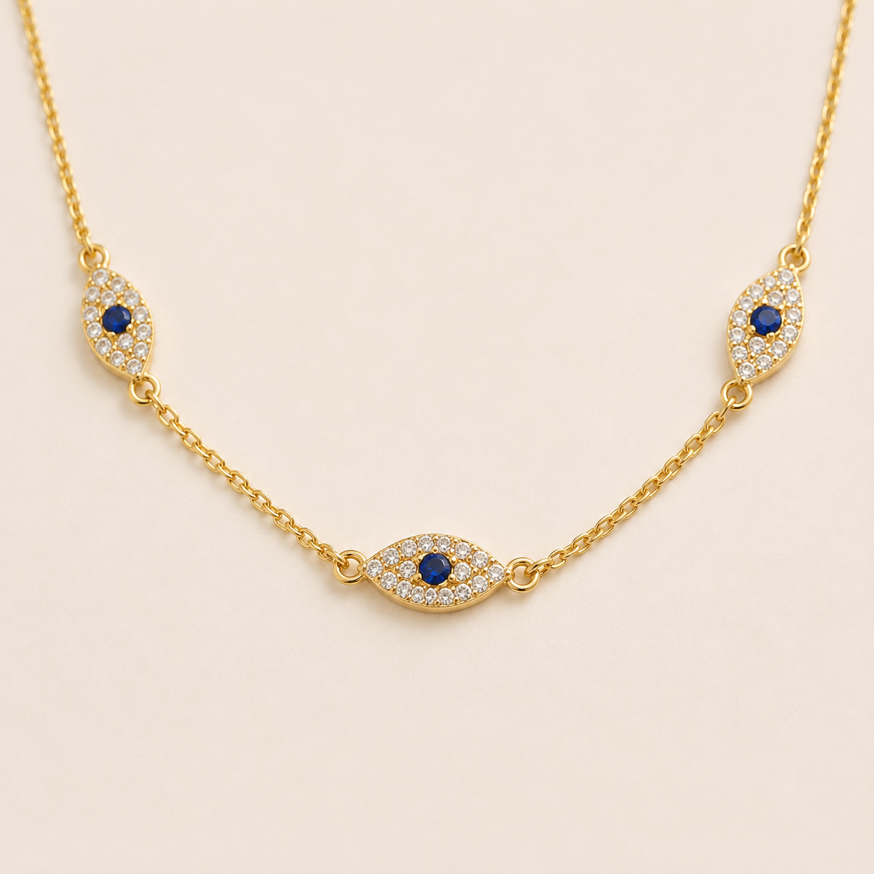 Sterling Silver Evil Eye Trio Choker