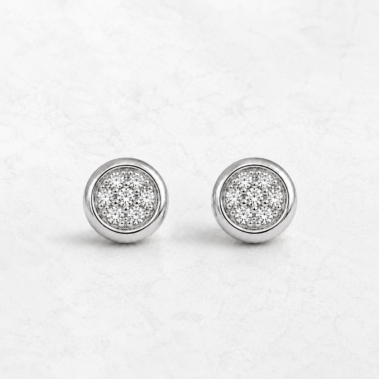 Pavé Halo Stud Earrings in 925 Sterling Silver