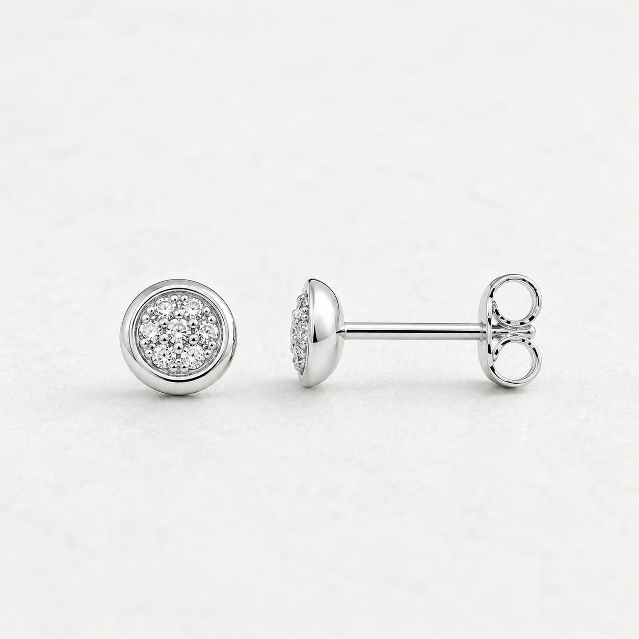 Pavé Halo Stud Earrings in 925 Sterling Silver