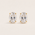 Oval Solitaire Stud Earrings – 18K Gold Plated
