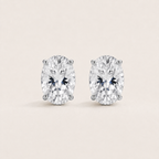 Oval Solitaire Stud Earrings – 18K Gold Plated