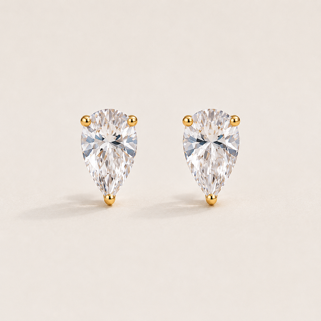 Pear Teardrop Stud Earrings – 18K Gold Plated
