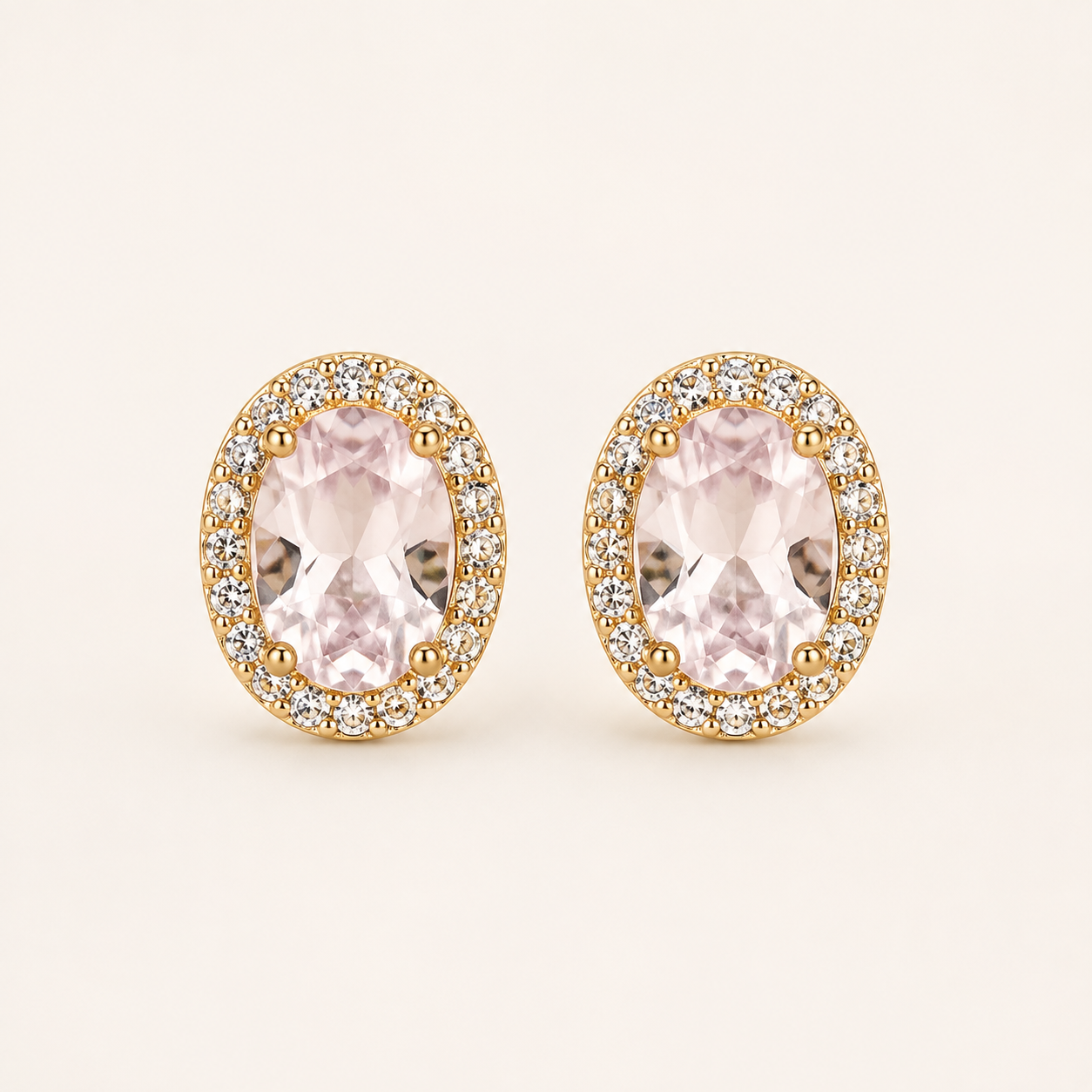 Oval Halo Sterling Silver Stud Earrings