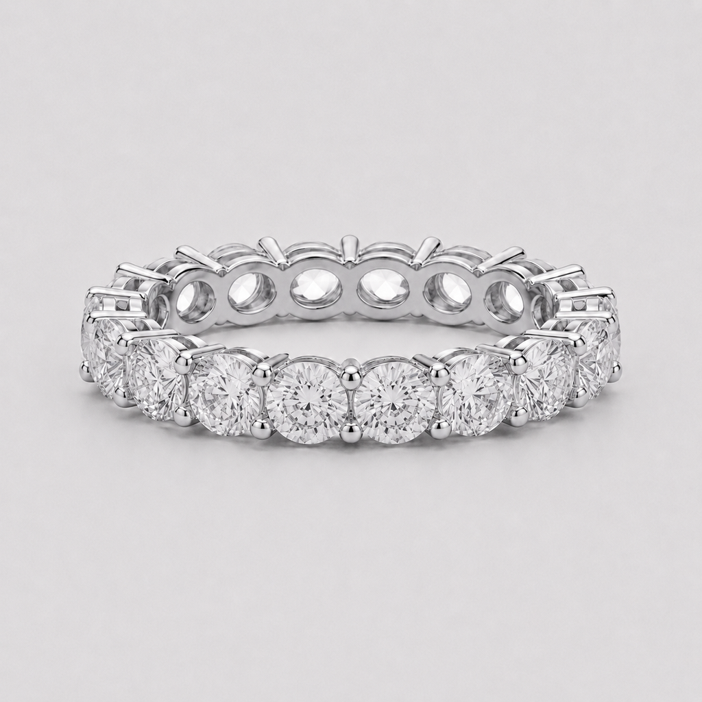 4mm Round Stone Eternity Ring in 925 Sterling Silver