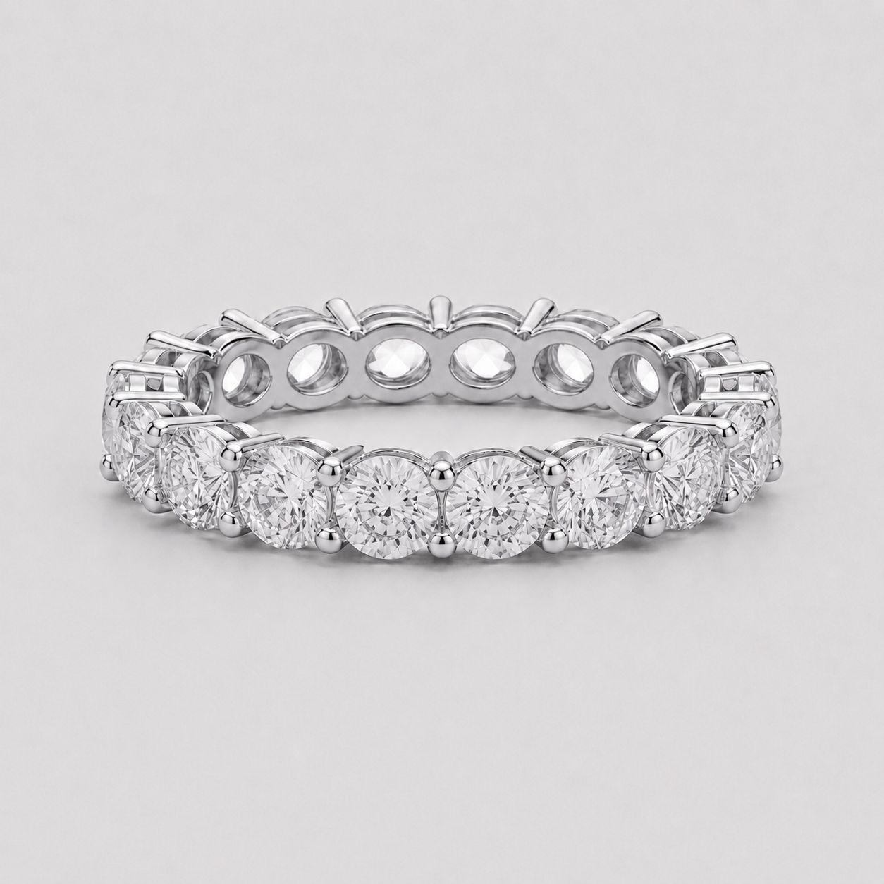 4mm Round Stone Eternity Ring in 925 Sterling Silver